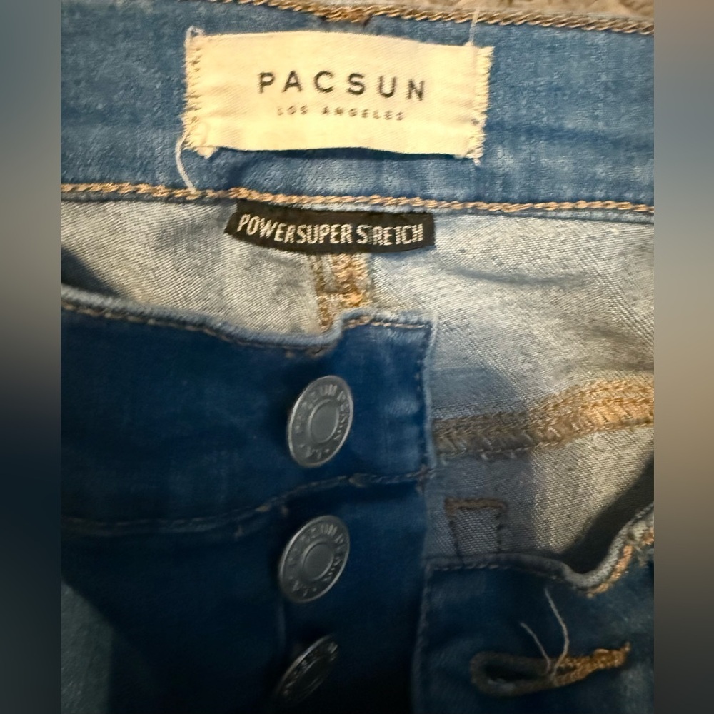 PacSun High-Rise Ankle Jeggings | Size 24 | Distressed + Raw Hem 💙 - Picture 3 of 6